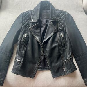 All Saints Cargo Distressed Leather Biker Jacket (Size 4 US)